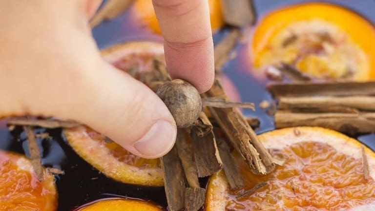 Oranges, mandarins nutmeg cinnamon Mulled Wine drink ingredients