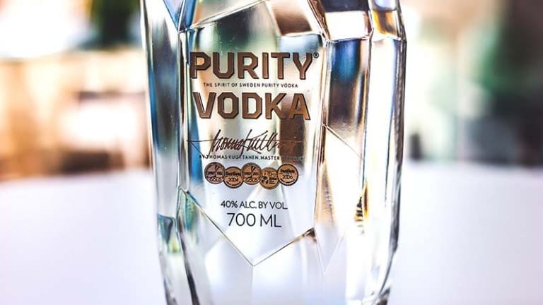 Purity vodka tasting notes and review, vodka distilled 34 in gold copper