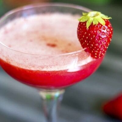 Rossini cocktail, Spring cocktail recipes drink with strawberries and Champagne