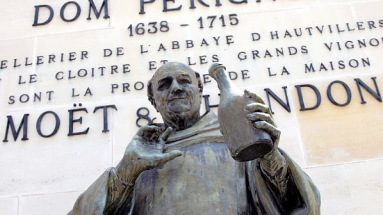 Who invented Champagne wine, Dom Perignon, monk of Hautvillers abbey