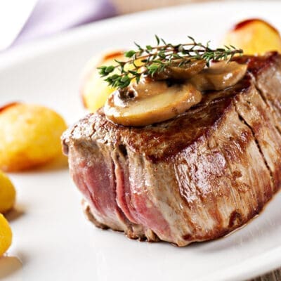 Grilled beef fillet with mushroom and whiskey sauce the perfect recipe